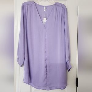 Lavender tunic shirt dress long sleeve fully lined New w/Tags. Silky material